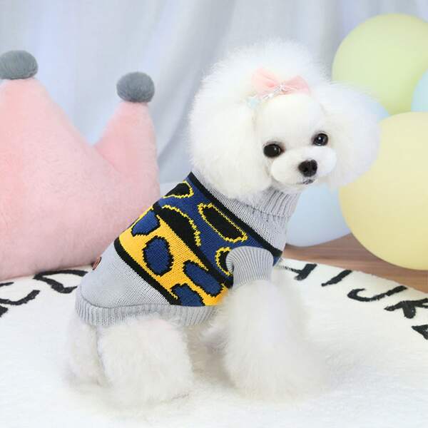 

1pc Knitted Pet Sweater, Multicolor