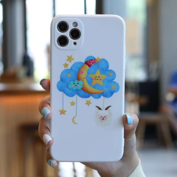 

Cartoon Sheep Print Phone Case, White