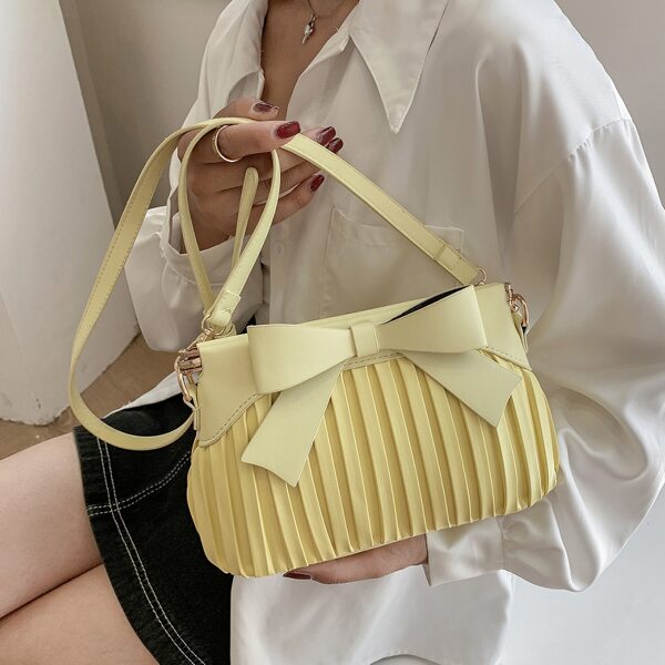 

Bow Decor Ruched Design Crossbody Bag, Yellow