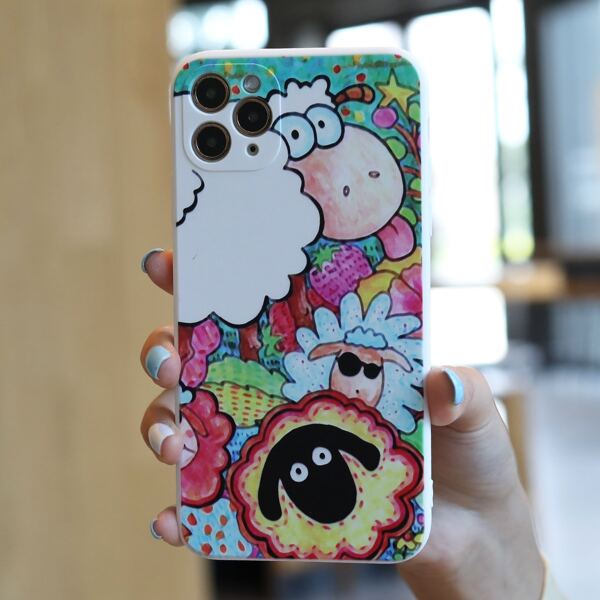 

Cartoon Sheep Print Phone Case, Multicolor