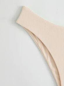 Rib Underwire Bikini Set For Summer Beach Vacation - Apricot - View 4