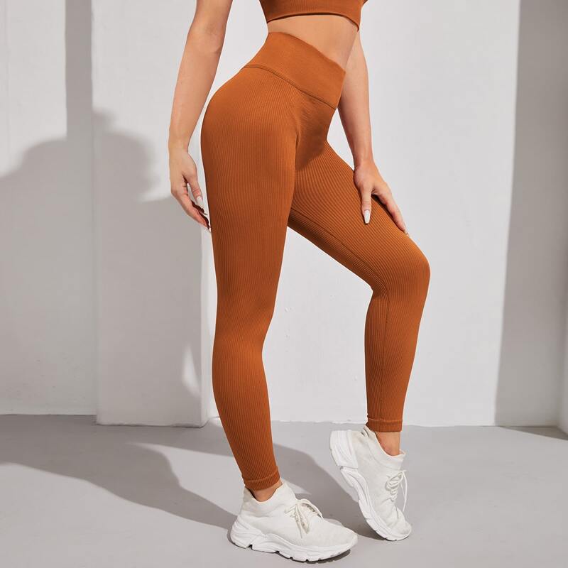

Breathable Wide Waistband Sports Leggings, Yellow