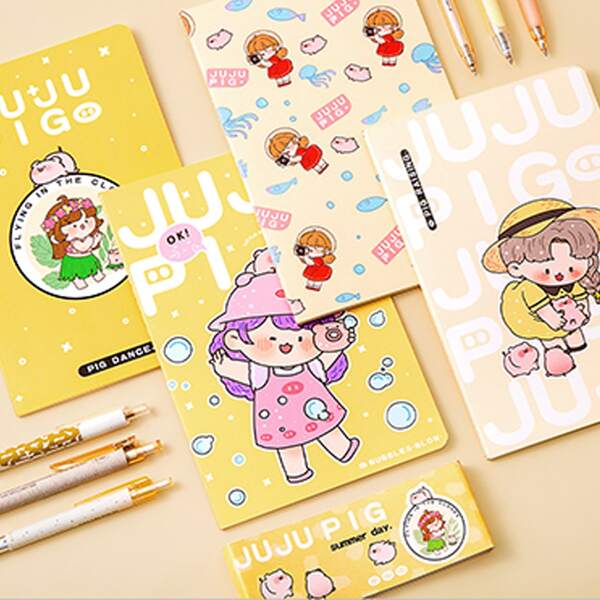 

1pc Cartoon Graphic Cover Random Notebook, Multicolor
