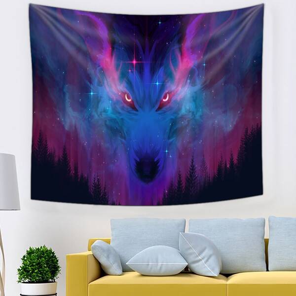 

Wolf Pattern Tapestry, Multicolor
