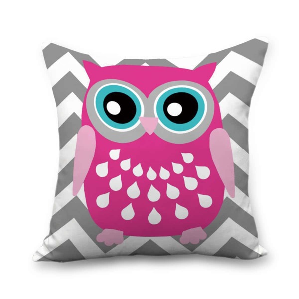 

Cartoon Owl Print Cushion Cover Without Filler, Multicolor