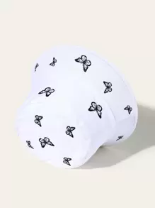 Fashionable Embroidered Butterfly Bucket Hat Casual - White - View 2