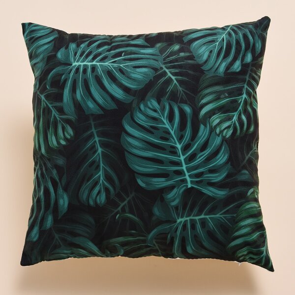 

Leaf Print Cushion Cover Without Filler, Multicolor