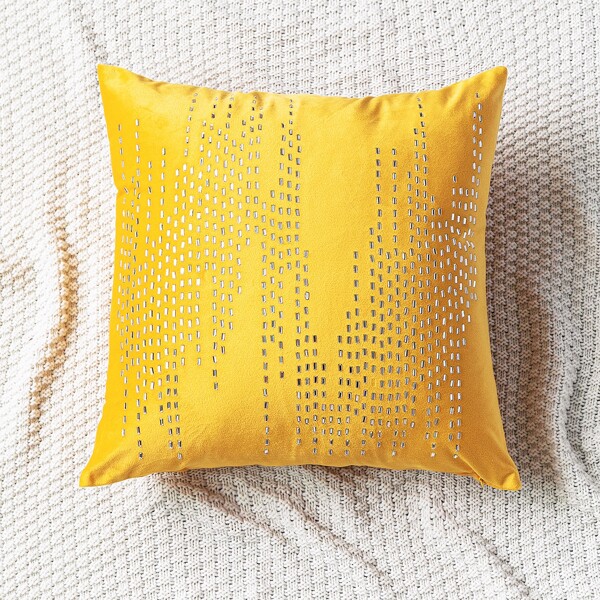 

Rhinestone Decor Cushion Cover Without Filler, Yellow