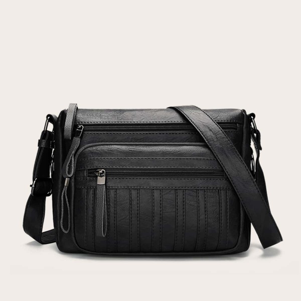 

Minimalist Pocket Front Crossbody Bag, Black