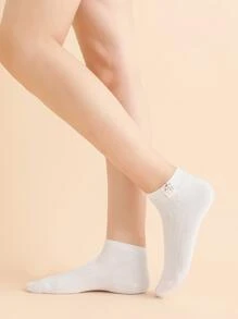 8pairs Cartoon Graphic Kitten White Ankle Socks - White - View 2