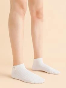 8pairs Cartoon Graphic Kitten White Ankle Socks - White - View 3