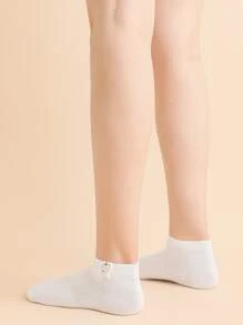 8pairs Cartoon Graphic Kitten White Ankle Socks - White - View 5