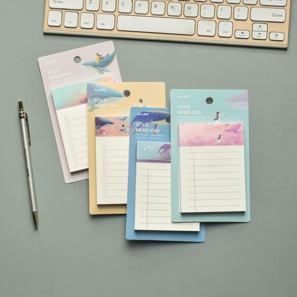 

1pc Whale Print Random Sticky Note, Multicolor
