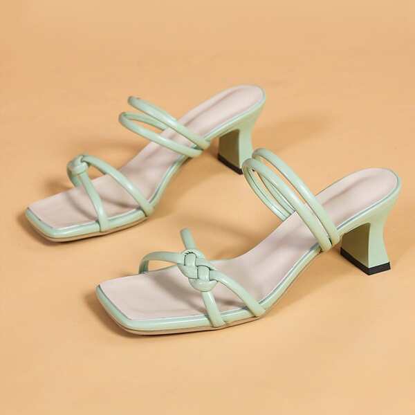 

Braided Two Way Wear Chunky Heeled Sandals, Green