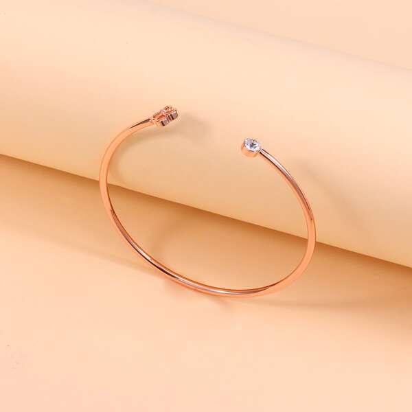 

Rhinestone Detail Cuff Bracelet, Rose gold