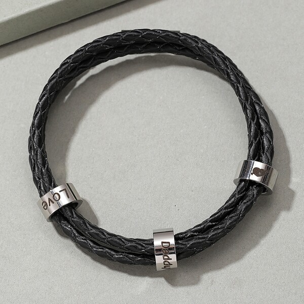 

Men Letter Detail Braided Design Bracelet, Black