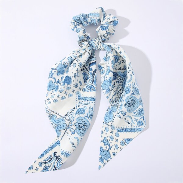 

Paisley Print Hair Tie, Blue