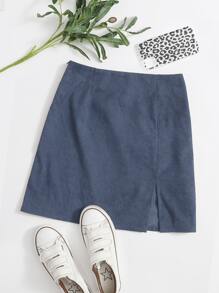 Muchica Váy Dây kéo màu trơn Giải trí - Màu xanh hải quân - Xem 1