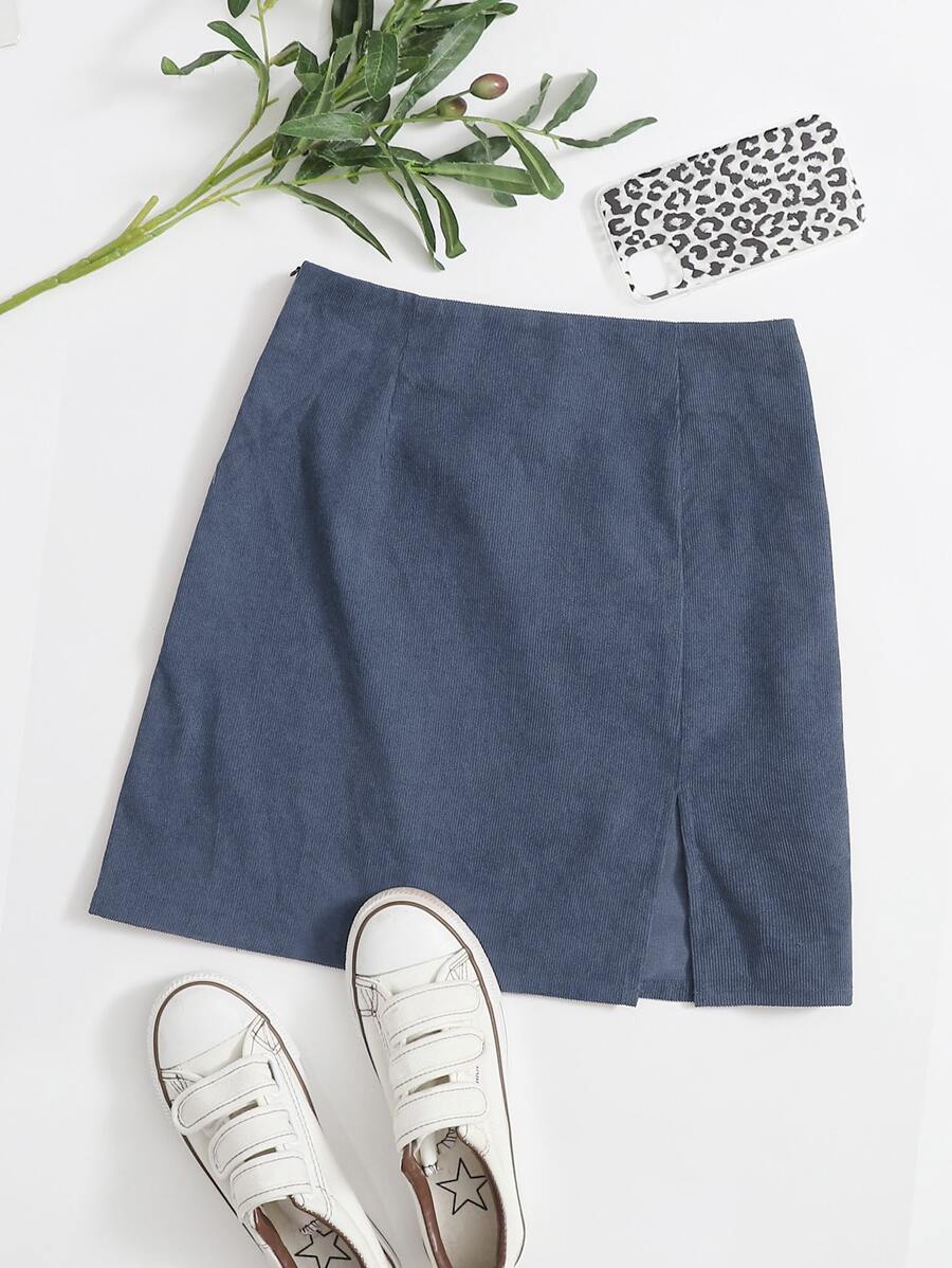 Muchica Váy Dây kéo màu trơn Giải trí - Màu xanh hải quân - Xem 1