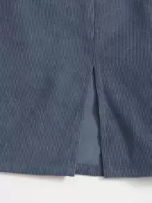 Muchica Váy Dây kéo màu trơn Giải trí - Màu xanh hải quân - Xem 5