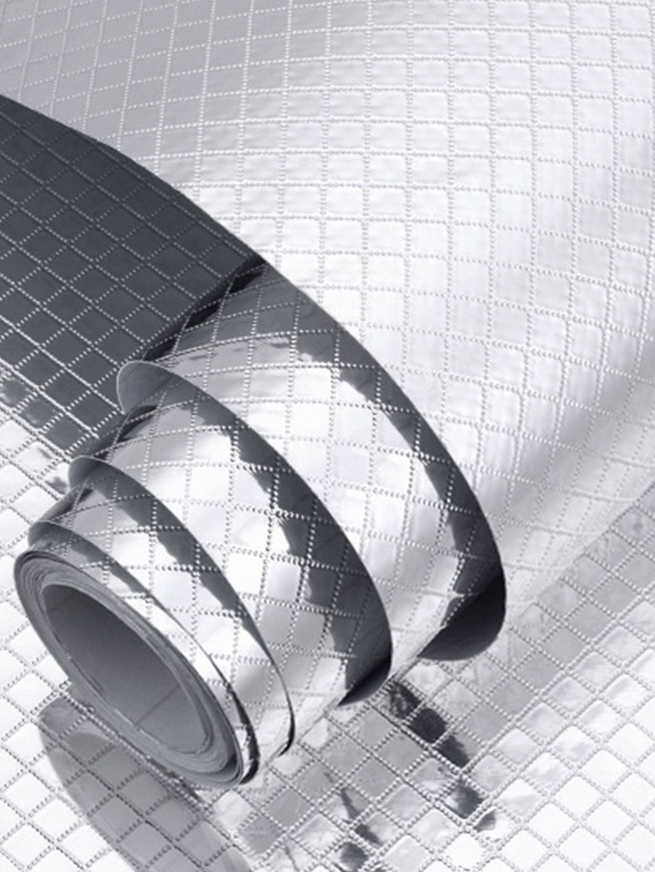 1roll Plaid Oil Proof Wall Sticker Rama Decoration Rama - Silver - View 1