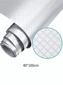 1roll Plaid Oil Proof Wall Sticker Rama Decoration Rama - Silver - View 2