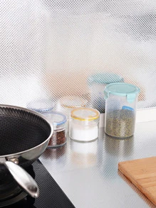 1roll Plaid Oil Proof Wall Sticker Rama Decoration Rama - Silver - View 4