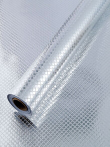 1roll Plaid Oil Proof Wall Sticker Rama Decoration Rama - Silver - View 5