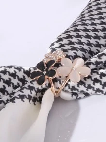 Hebilla De Bufanda Decorada Con Flor De Pedrería - Dorado - Ver 2