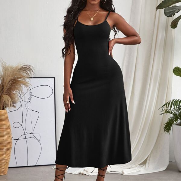 

Solid Cami Dress, Black