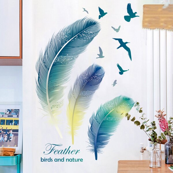 

Feather Print Wall Sticker, Multicolor