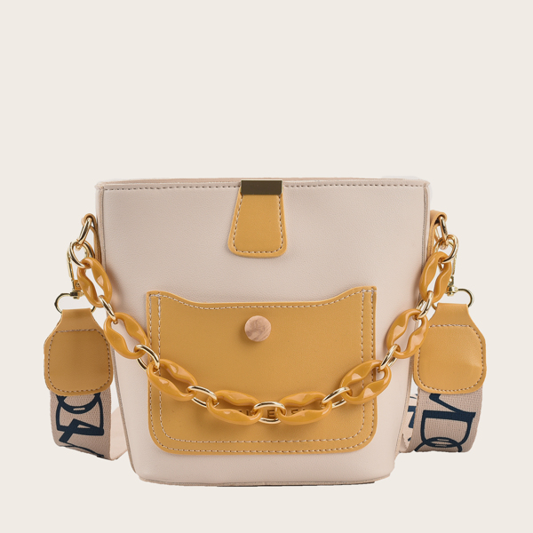 

Two Tone Chain Satchel Bag, Yellow