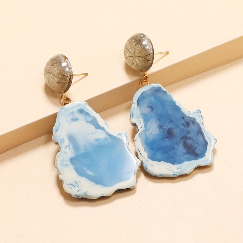 

Geometric Drop Earrings, Blue
