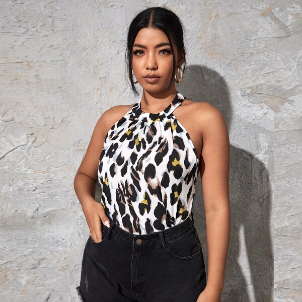 

Plus Allover Print Halter Top, Multicolor