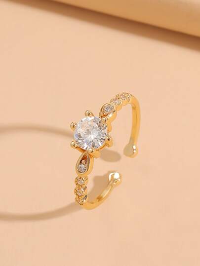 Anillo abierto con diseño de diamante de imitación