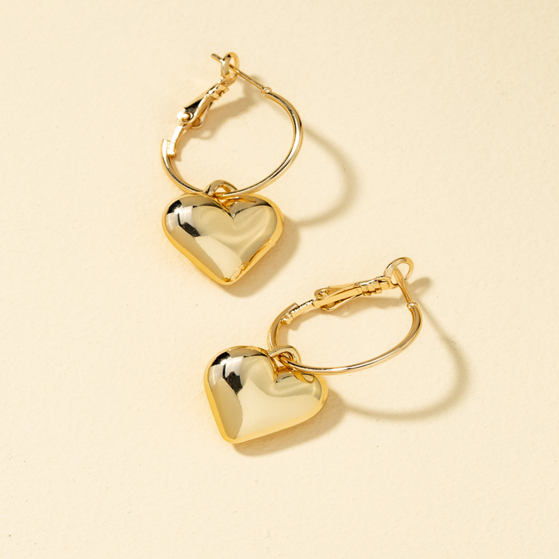 

Heart Drop Earrings, Gold