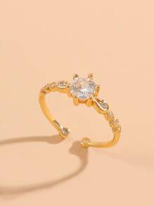 Anillo abierto con diseño de diamante de imitación - Amarillo Oro - Ver 2