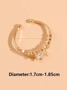Anillo abierto con diseño de diamante de imitación - Amarillo Oro - Ver 4