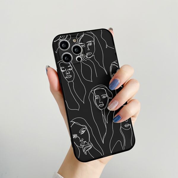 

Abstract Figure Graphic Phone Case, Black