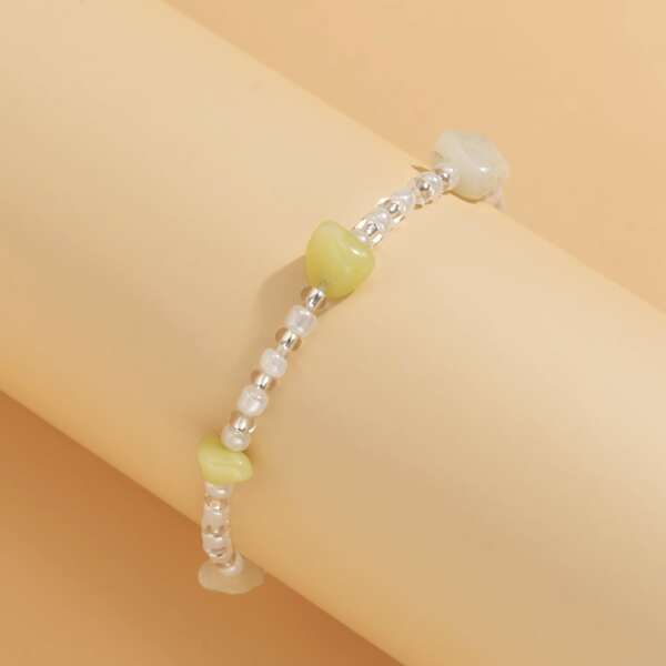 

1pc Beaded Anklet, Yellow