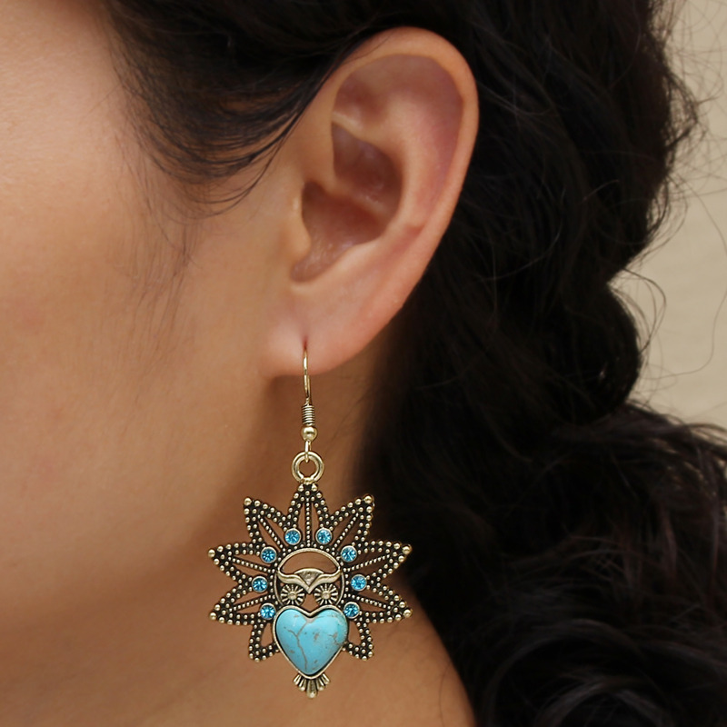 

Hollow Out Drop Earrings, Bronze