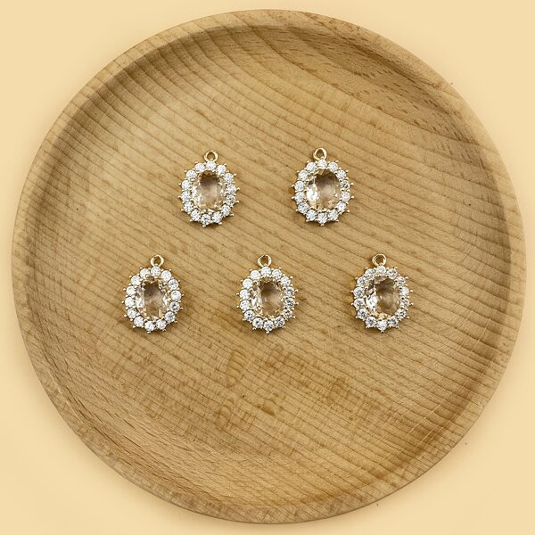 

5pcs Zircon Decor Geometric DIY Jewelry Accessory, White