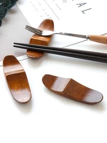 1/2/5/10pcs Japanese Style Wooden Chopstick Holder/Rest - Coffee Brown - View 2