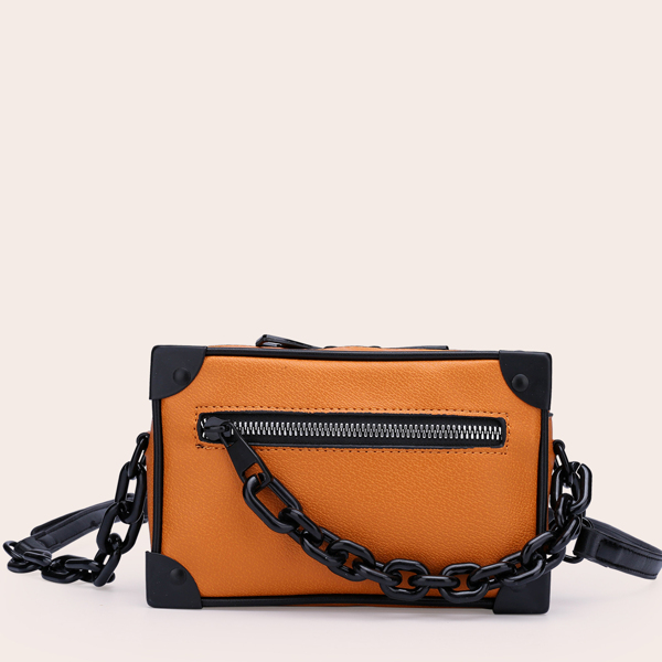 

Men Chain Decor Crossbody Bag, Orange