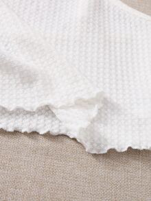 SHEIN EZwear Lettuce Trim Waffle Knit Cami Top - White - View 5