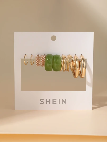 5對人造珍珠裝飾耳環