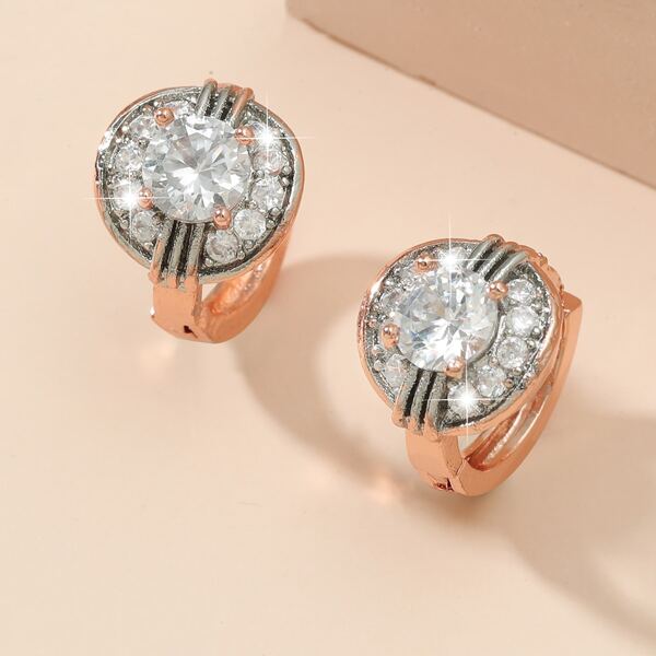

Zircon Decor Earrings, Rose gold