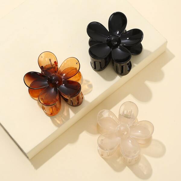

3pcs Flower Design Hair Claw, Multicolor