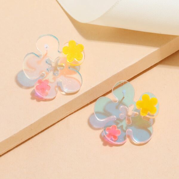 

Flower Decor Stud Earrings, Multicolor