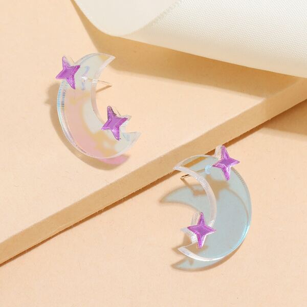 

Moon Decor Stud Earrings, Multicolor
